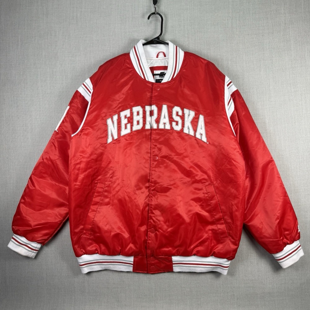 Starter Jacket Men's XXL Red Nebraska Cornhuskers Satin Quilted Lining Vintage